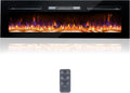 60 Electric Fireplace, Recessed & Wall Mounted, Ultra Thin, Low Noise, Remote Control, 1500W, Black S1920