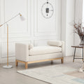 Ivory Upholstered Bench with Wood Legs O712973