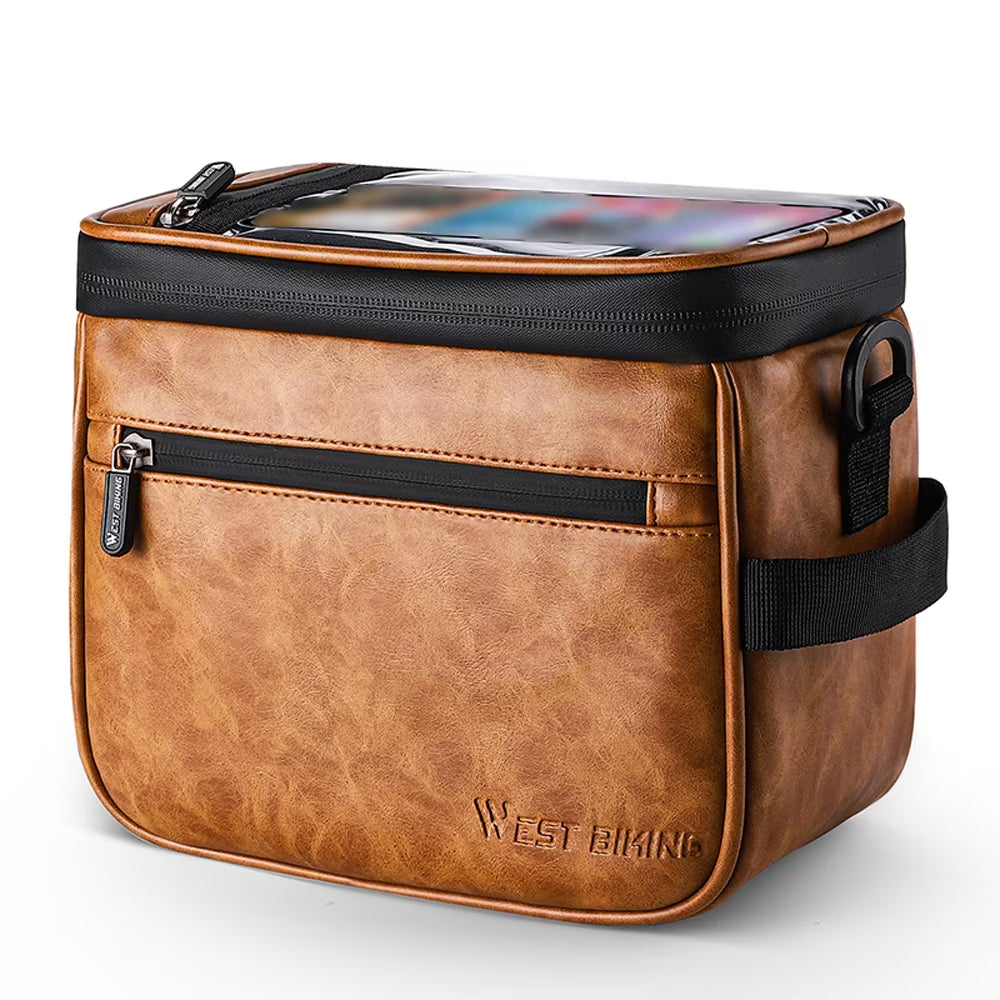 Waterproof PU Leather Bike Front Bag with Touchscreen Phone Holder H794769