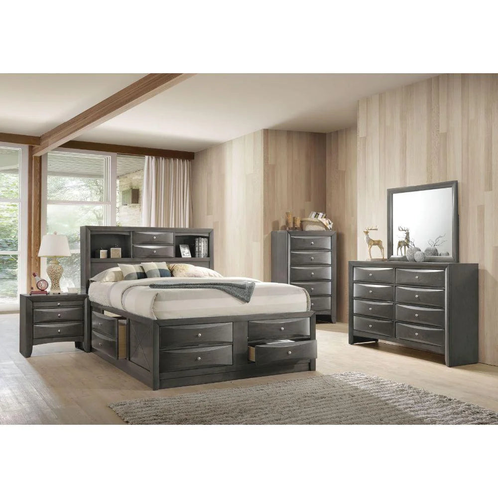 Gray Oak Wood Full 6PCS Bedroom Set with Storage G675811