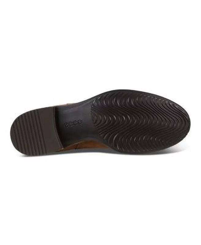 Camel Brown Elastic Side Panels Pull-Tab Back Padded Round Toe Block Heel Chelsea B395261