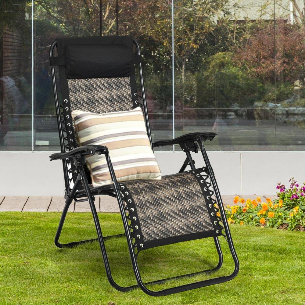Black Metal Frame Zero Gravity Chair with Woven Seat D378