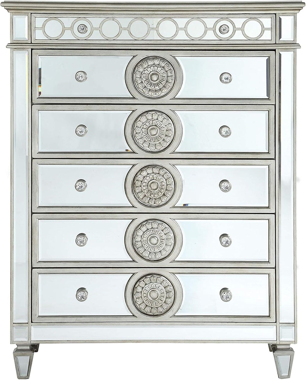5 Drawer Mirrored Dresser with Pull-Out Tray S68956