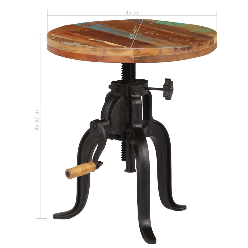 Solid Reclaimed Wood and Cast Iron Side Table O950095