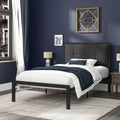 Twin Metal Platform Bed with Fabric Tufted Headboard and Under-Bed Storage A790