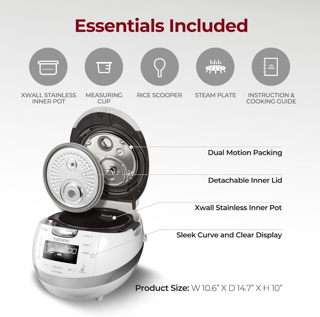 6-Cup Induction Heating Pressure Rice Cooker, Stainless Steel Inner Pot, White P28809
