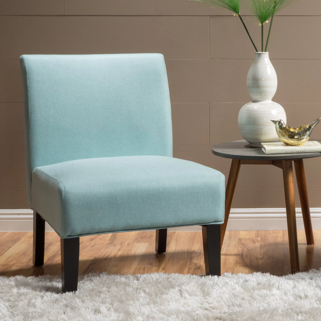 Light Blue Fabric Slipper Chair C2414