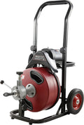 50-Feet Long 1/2 Cable Drain Auger Cleaner with Cutter Set & Foot Switch V180408