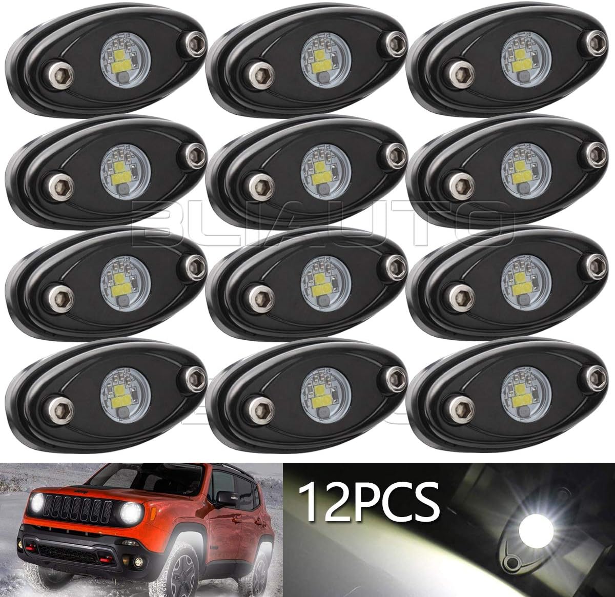 White LED Rock Lights 12 Pods F33203