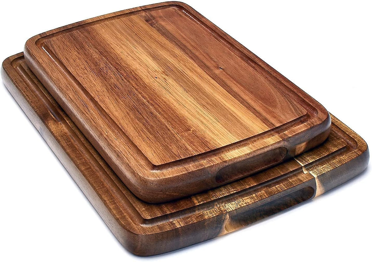 Acacia Wood Cutting Board Set of 2 with Juice Groove T235326