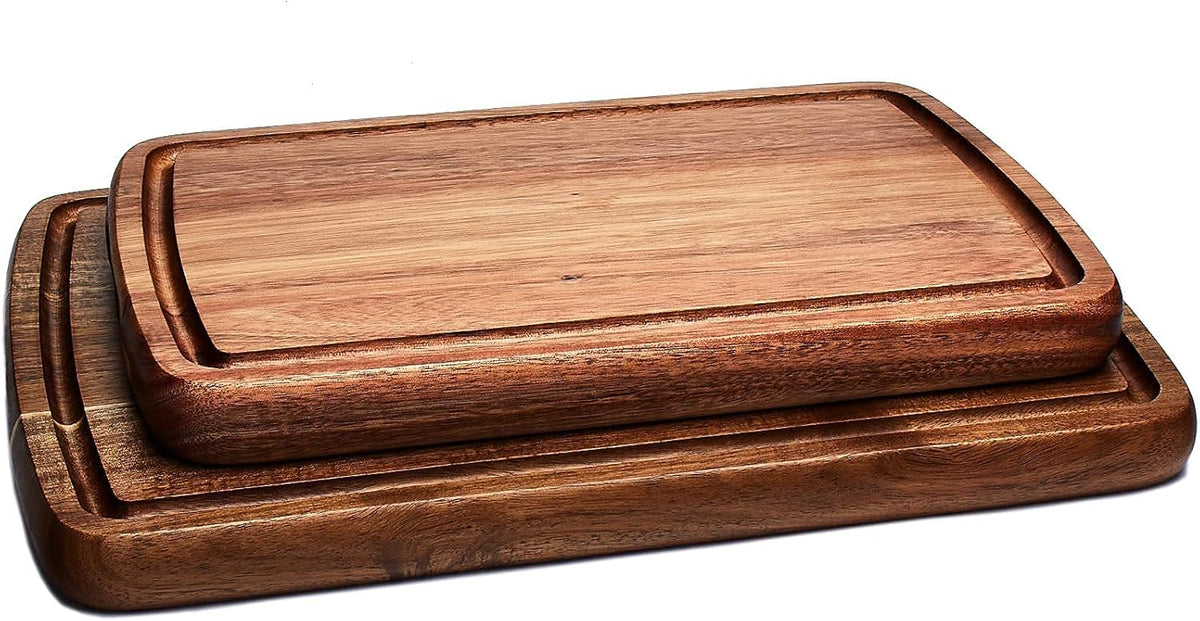 Acacia Wood Cutting Board Set of 2 with Juice Groove T235326