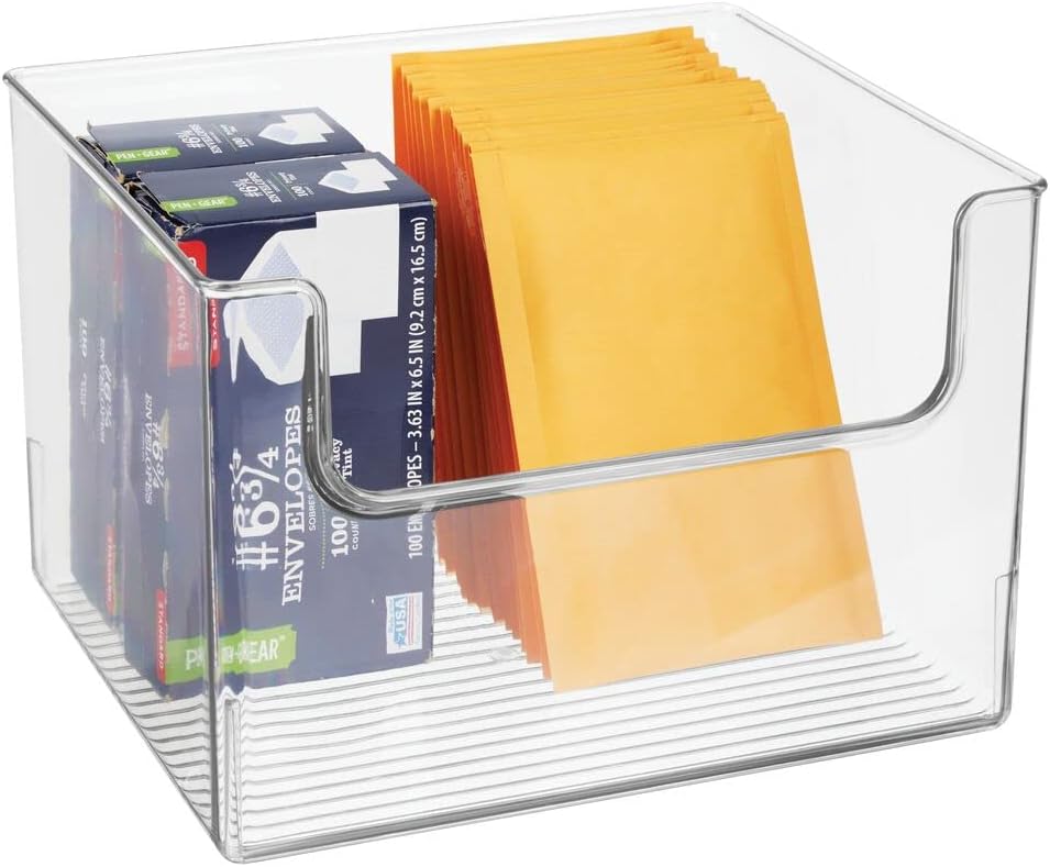 Clear 8 Pack Plastic Storage Organizer Bin Basket C935