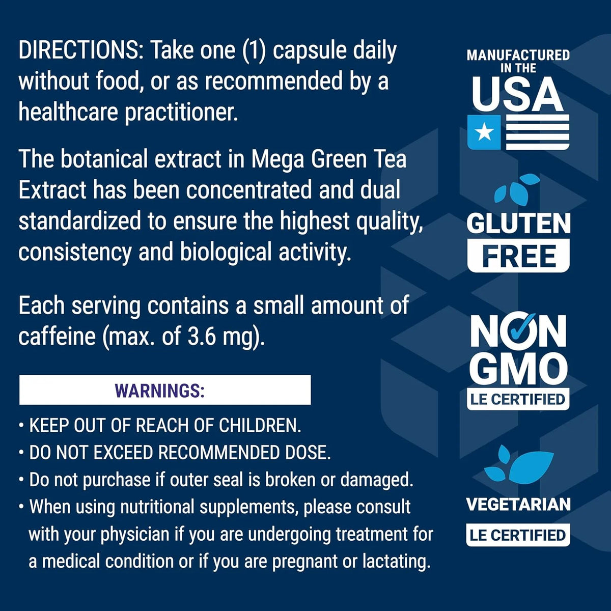 Decaffeinated Green Tea Extract 100 Capsules Q435