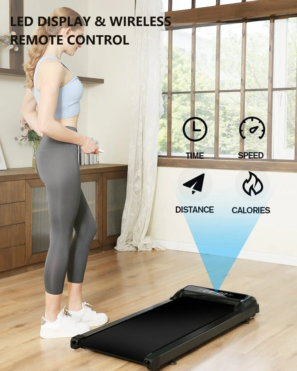 2 in 1 Under Desk Treadmill, 2.5HP Quiet Portable Treadmill, Black H1690