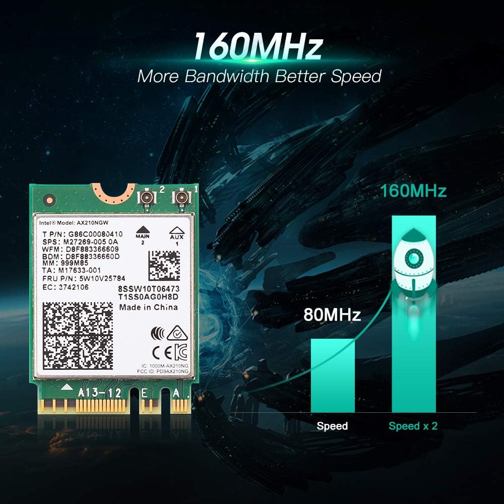 WiFi 6E Card AX210 Bluetooth 5.2 Tri-Band 5400Mbps Wireless Module for Laptop Z8652