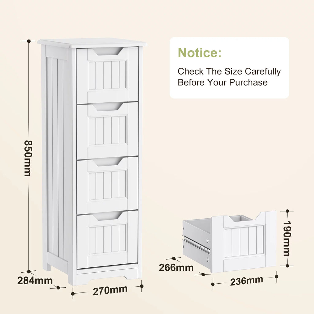 White 4 Drawer Bathroom Floor Cabinet V63160