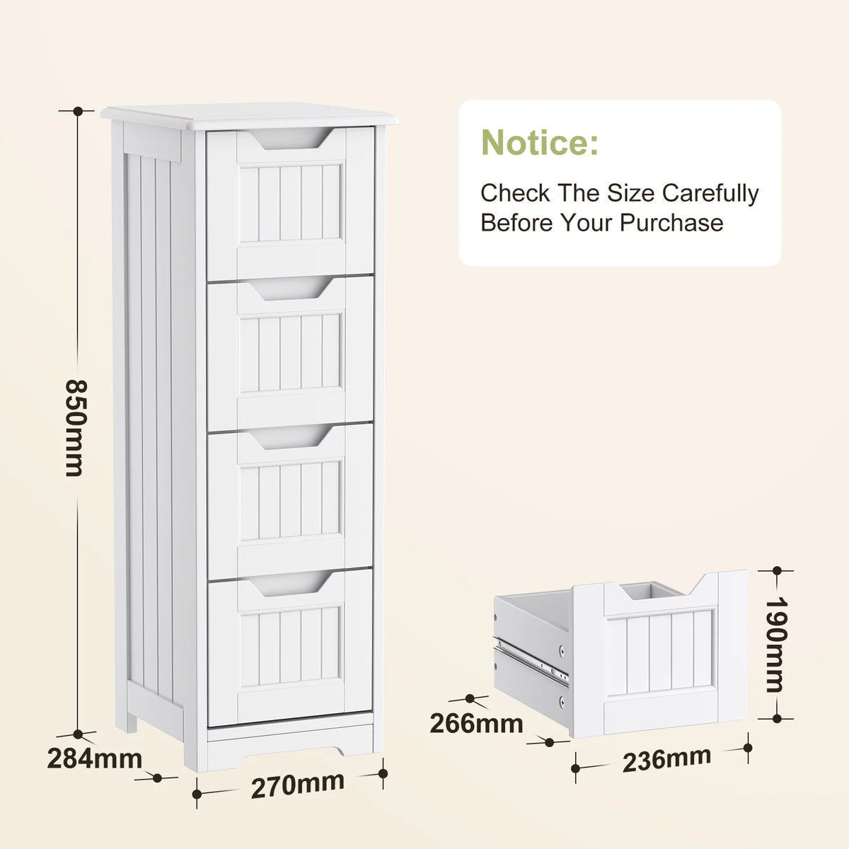 White 4 Drawer Bathroom Floor Cabinet V63160