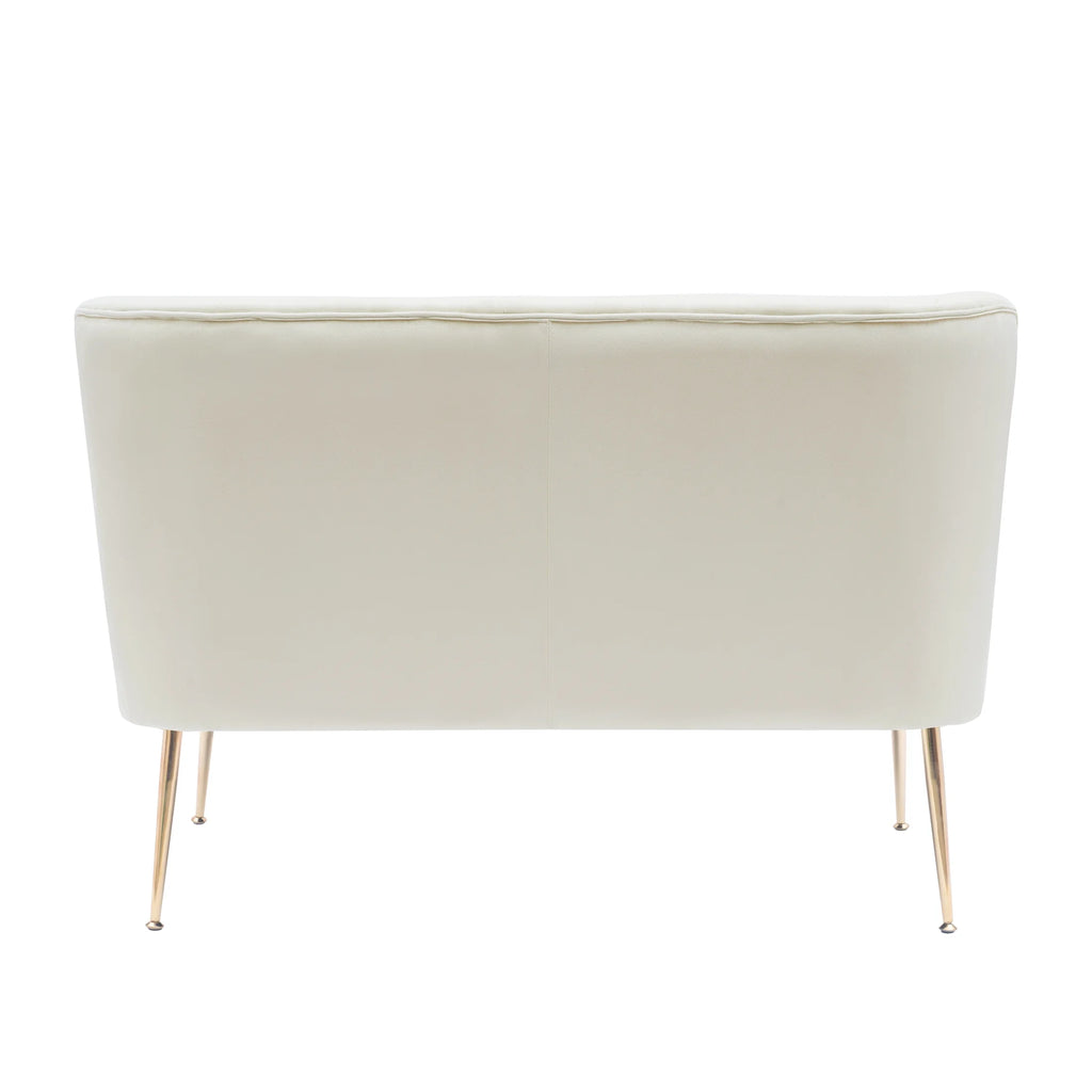 46" Wide Ivory Velvet Upholstered Love Seat Sofa Q2020