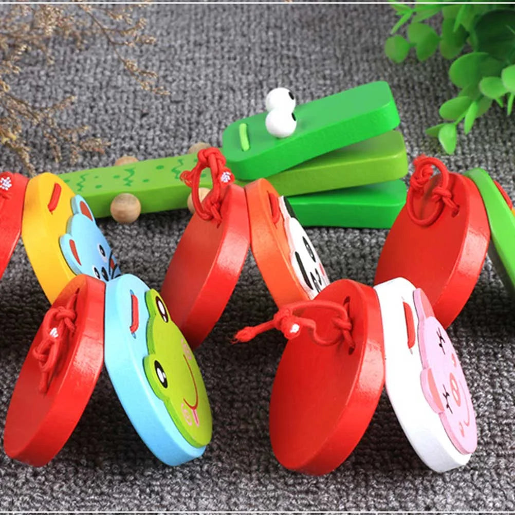 2 Pcs Kids Wooden Crocodile Castanets Clacker Toys Musical Instrument Bamboo M669