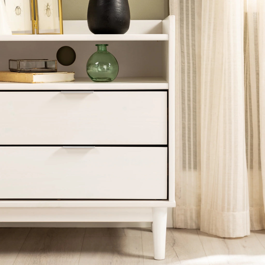 White 2-Drawer Wood Nightstand S290