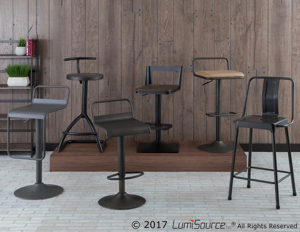Adjustable Barstool in Black and Espresso B653