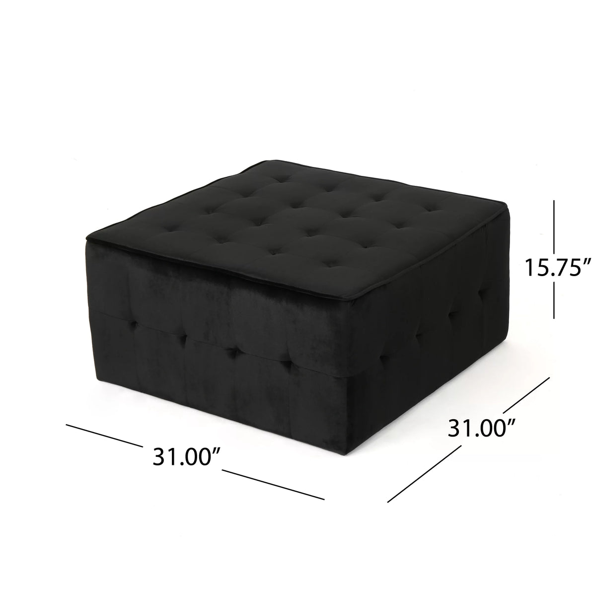 Black Velvet Tufted Ottoman U430