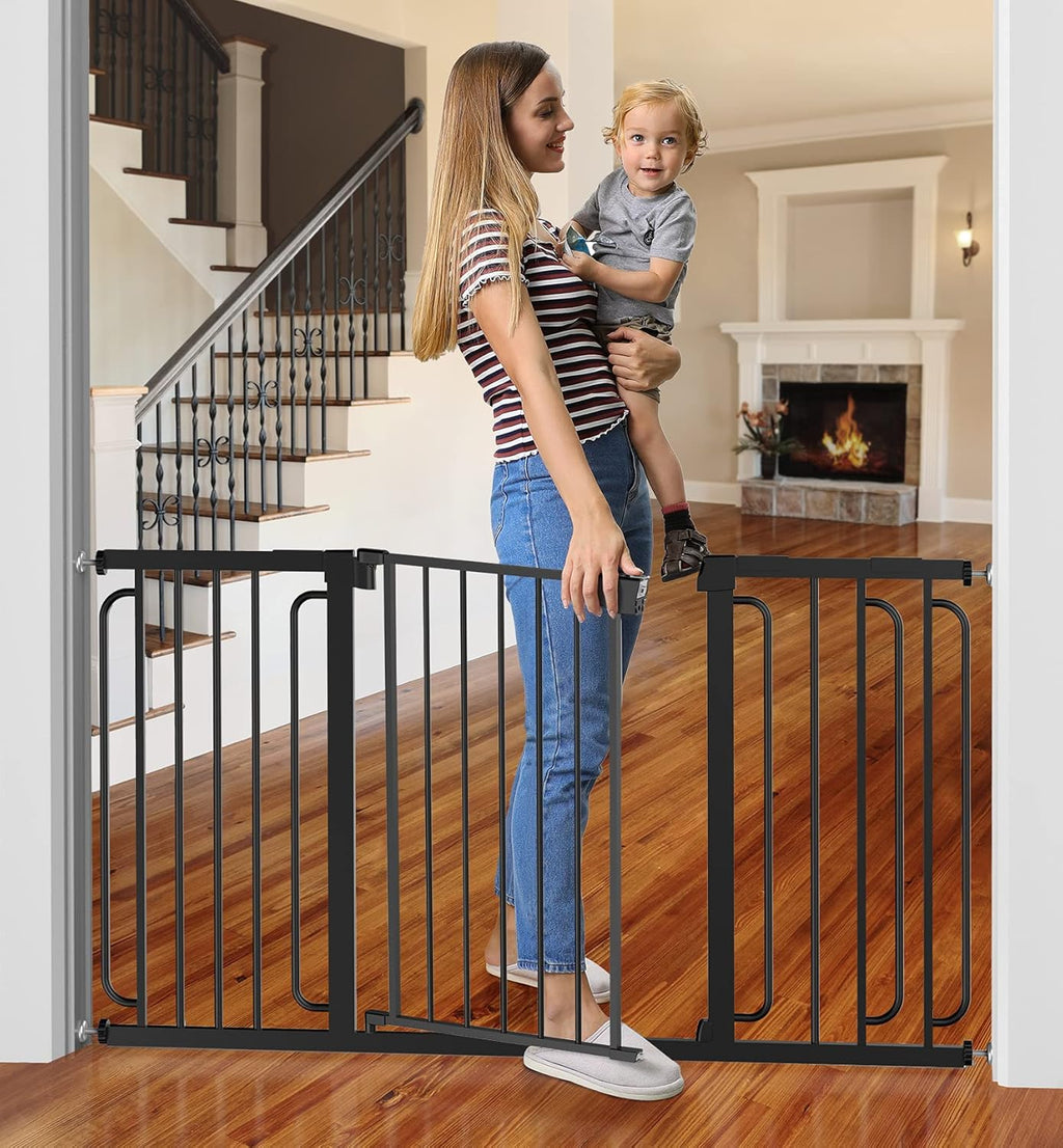 White Adjustable Walk Through Baby Gate X279