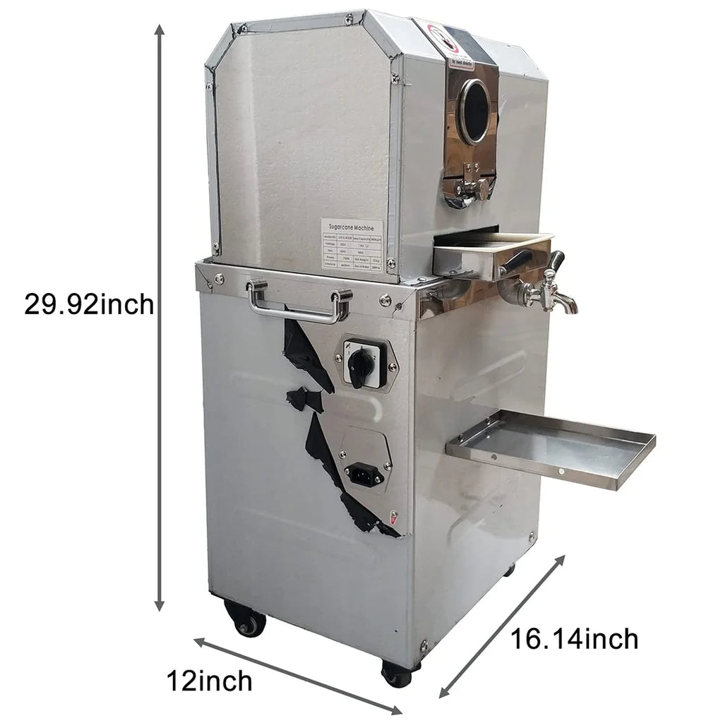 Vertical Electric Sugarcane Juicer Juice Press Machine 4 Rollers Stainless Steel Silver U9297