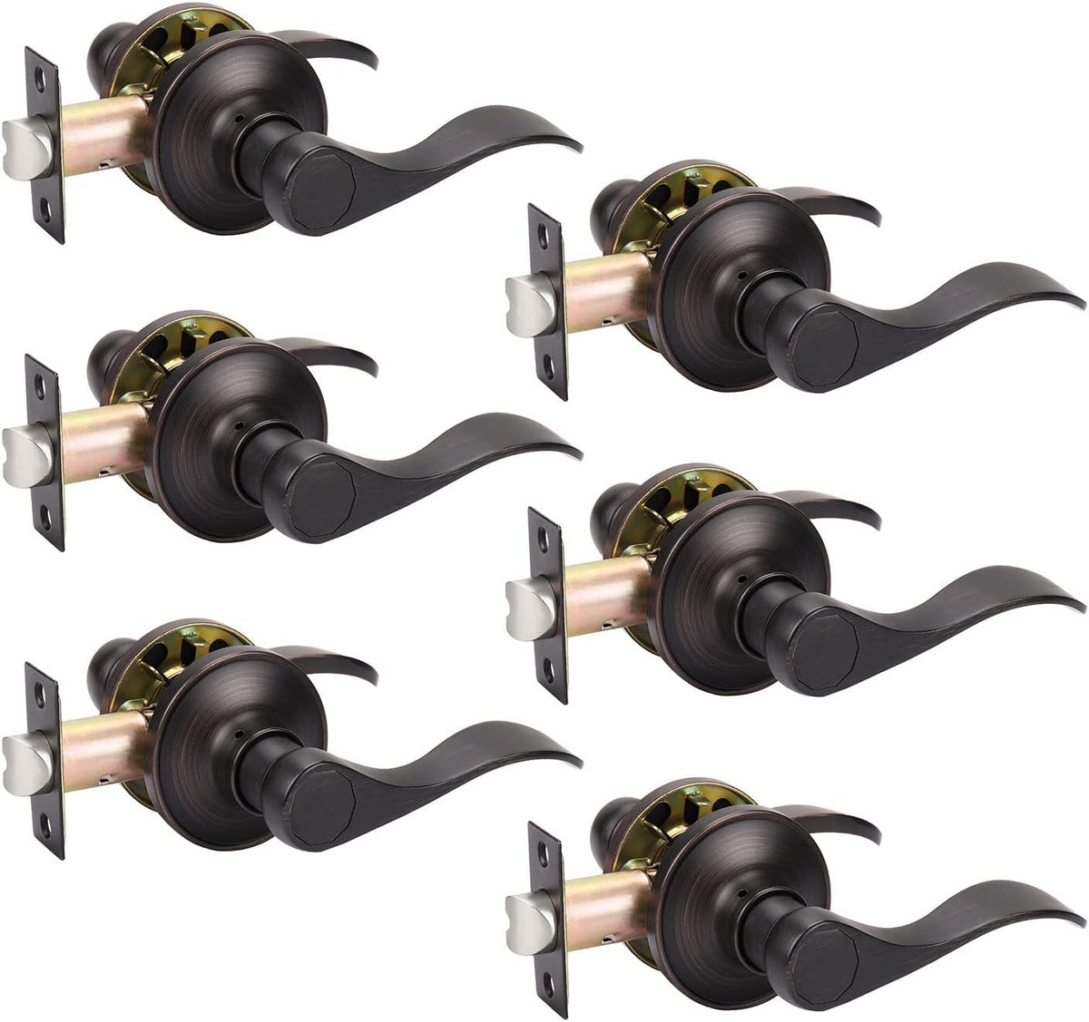 6 Pack Oil Rubbed Bronze Passage Door Levers G389410