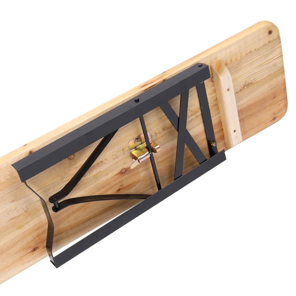 5.8FT Wood Table and Bench Set U33579