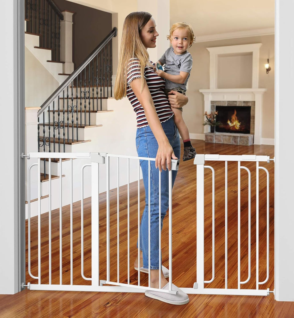 White Adjustable Walk Through Baby Gate X279