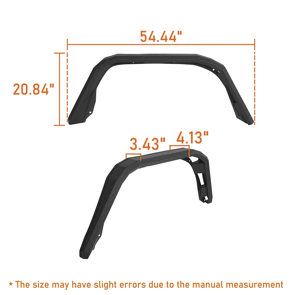 2Pcs Steel Rear Flat Wheel Fender Flares Guard Black V2986
