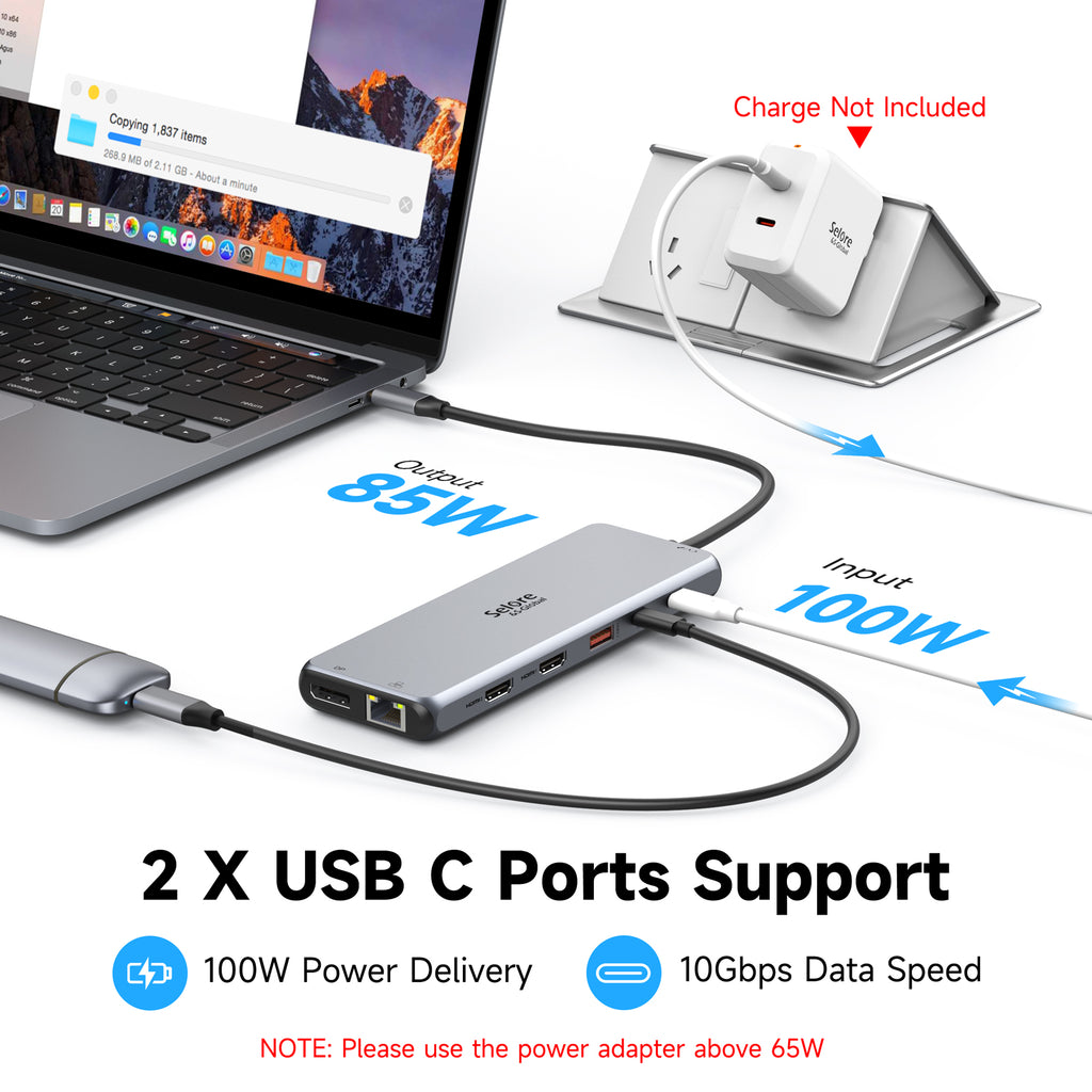13 in 1 USB C Docking Station Dual Monitor Triple Monitor Hub O33482