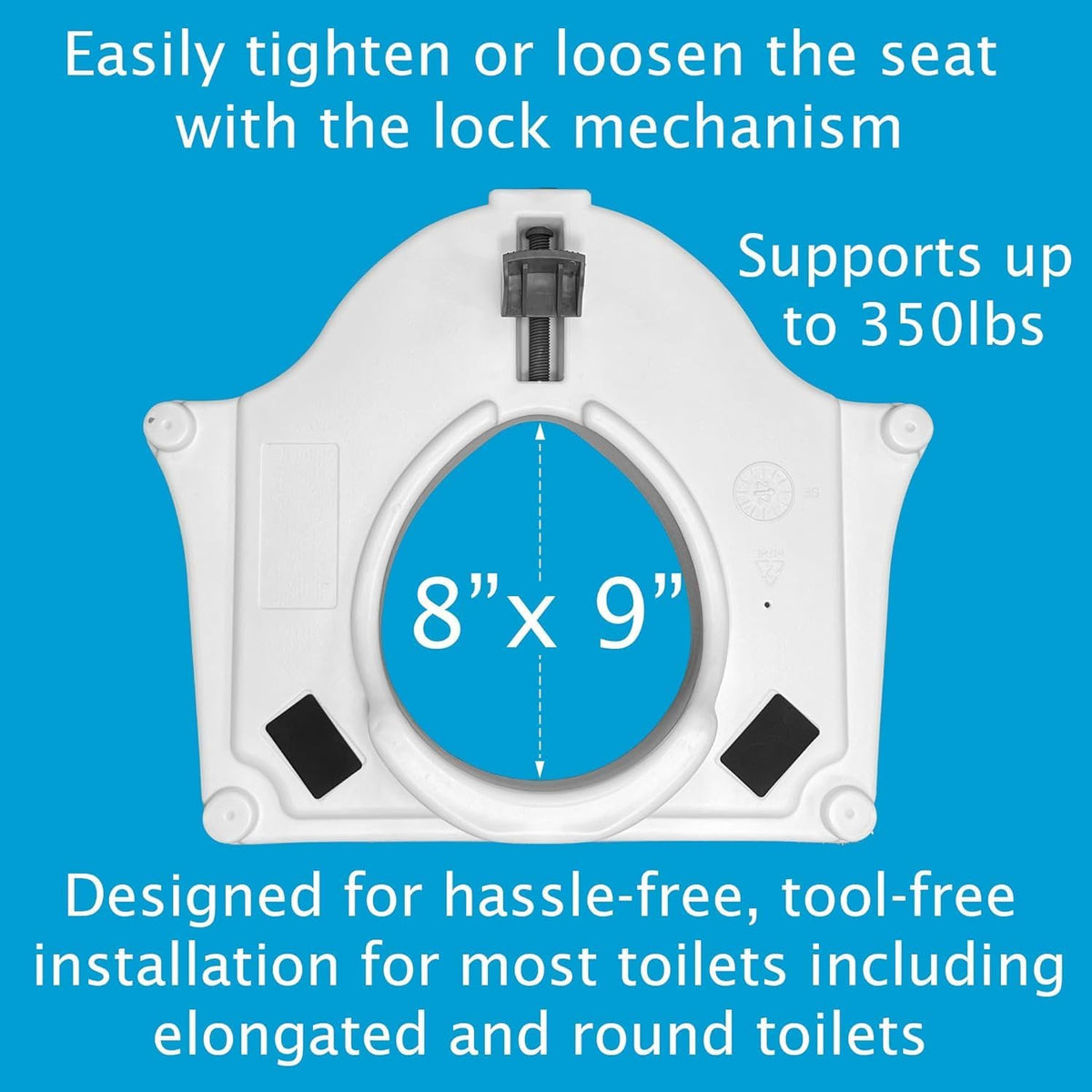 Raised Toilet Seat with Removable or Adjustable Handles - 4.5 Inch Toilet Seat Riser with Arms Y318404