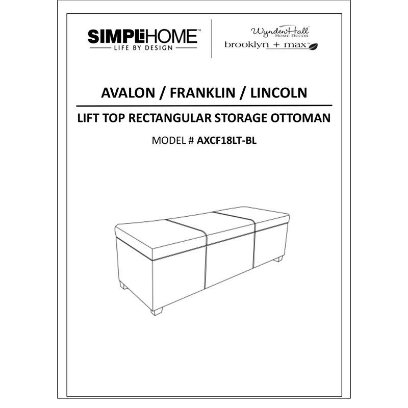 Black Rectangular Lift Top Storage Ottoman J59738