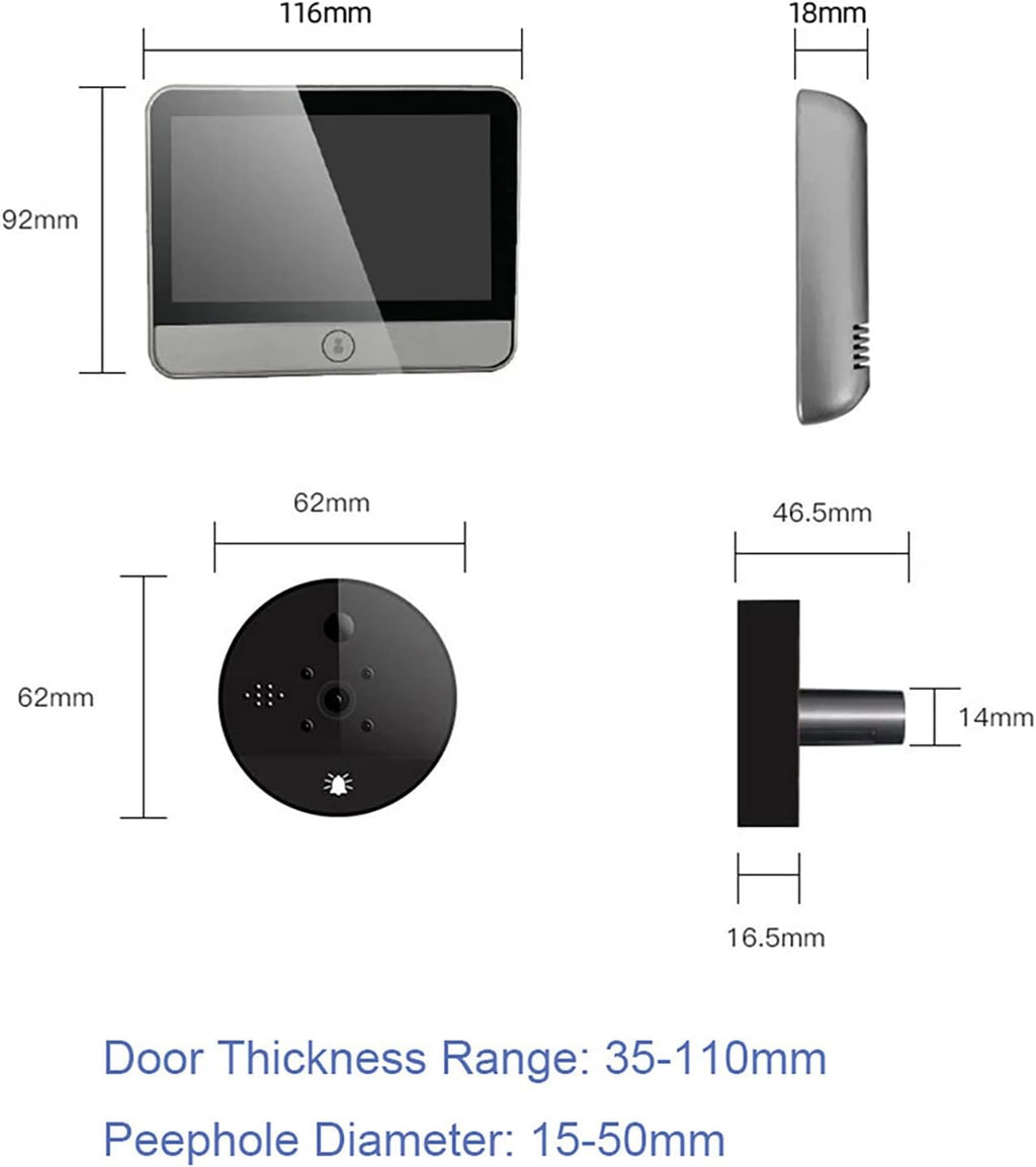 Digital Peephole Door Viewer WiFi Doorbell Camera 1080P Video Intercom 4.3 inch Monitor P8363