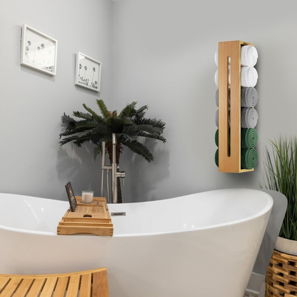 Bamboo Wall Mounted Towel Rack C7946