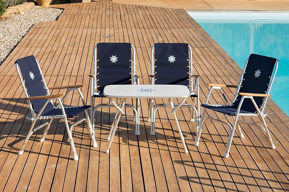 Blue High Back Folding Marine Boat Chairs Set of 2 U468705