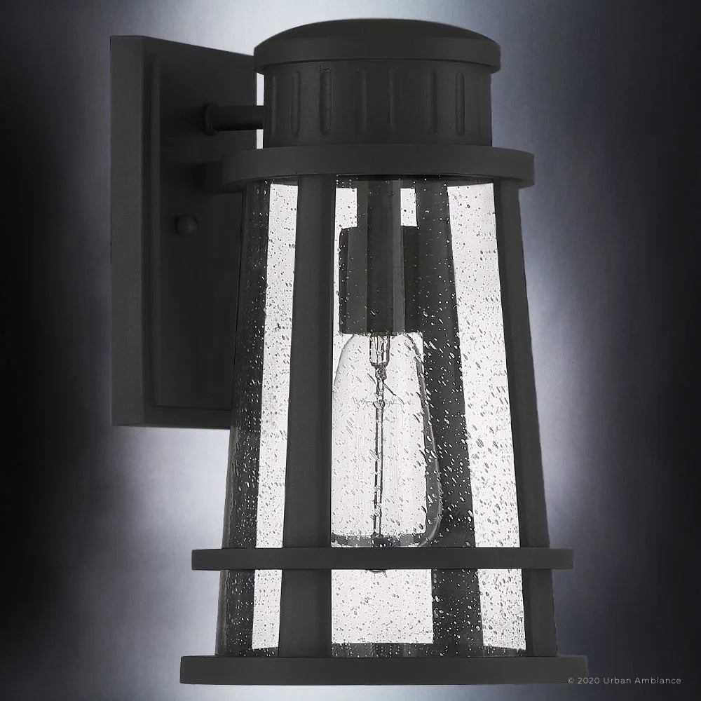 Natural Black Outdoor Wall Sconce with Clear Seeded Glass R6362