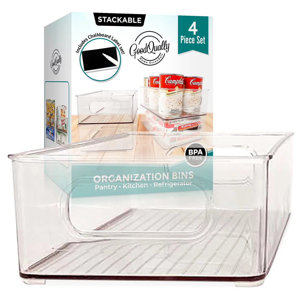 Clear Storage Bins 4 Pack Pantry Organizer C150051
