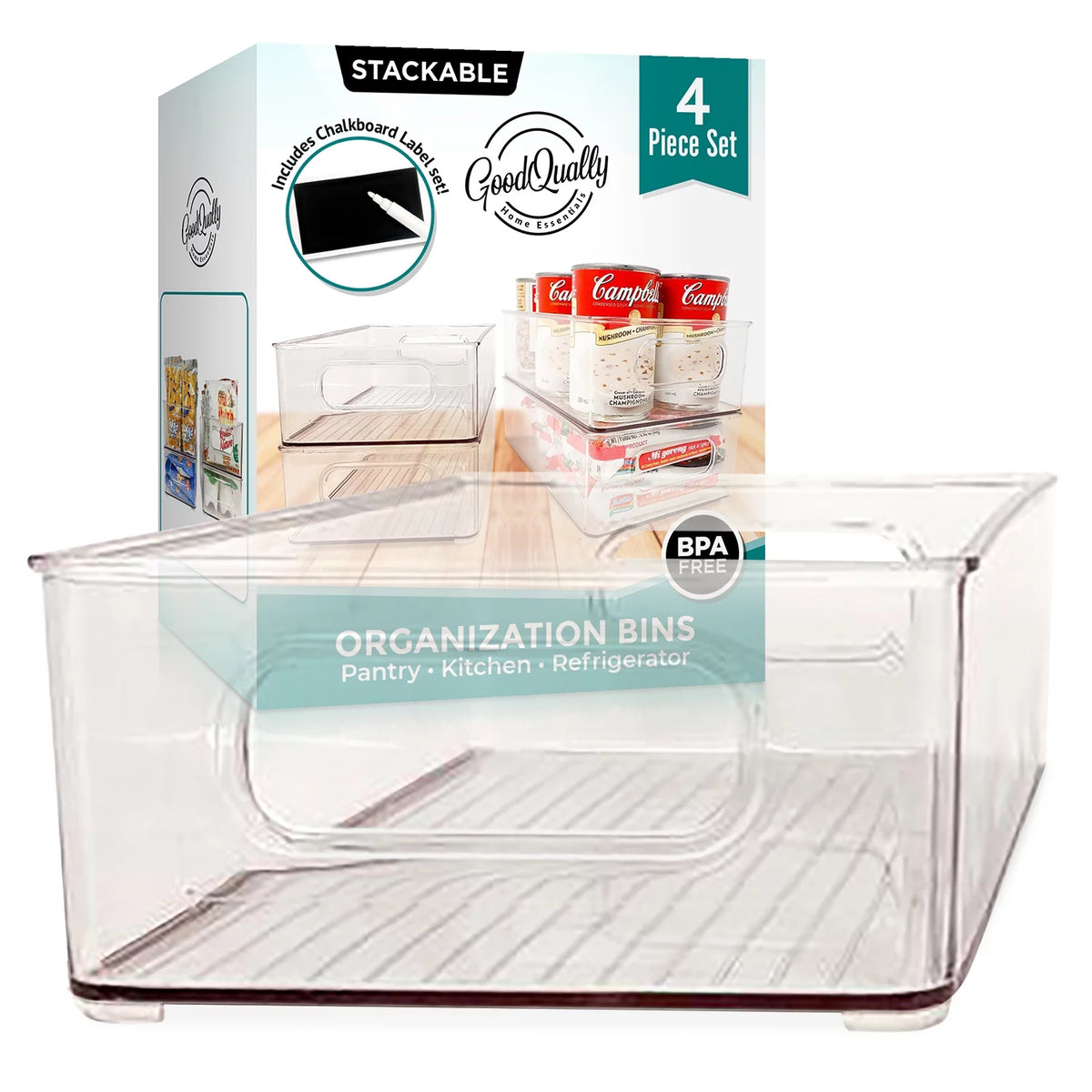 Clear Storage Bins 4 Pack Pantry Organizer C150051