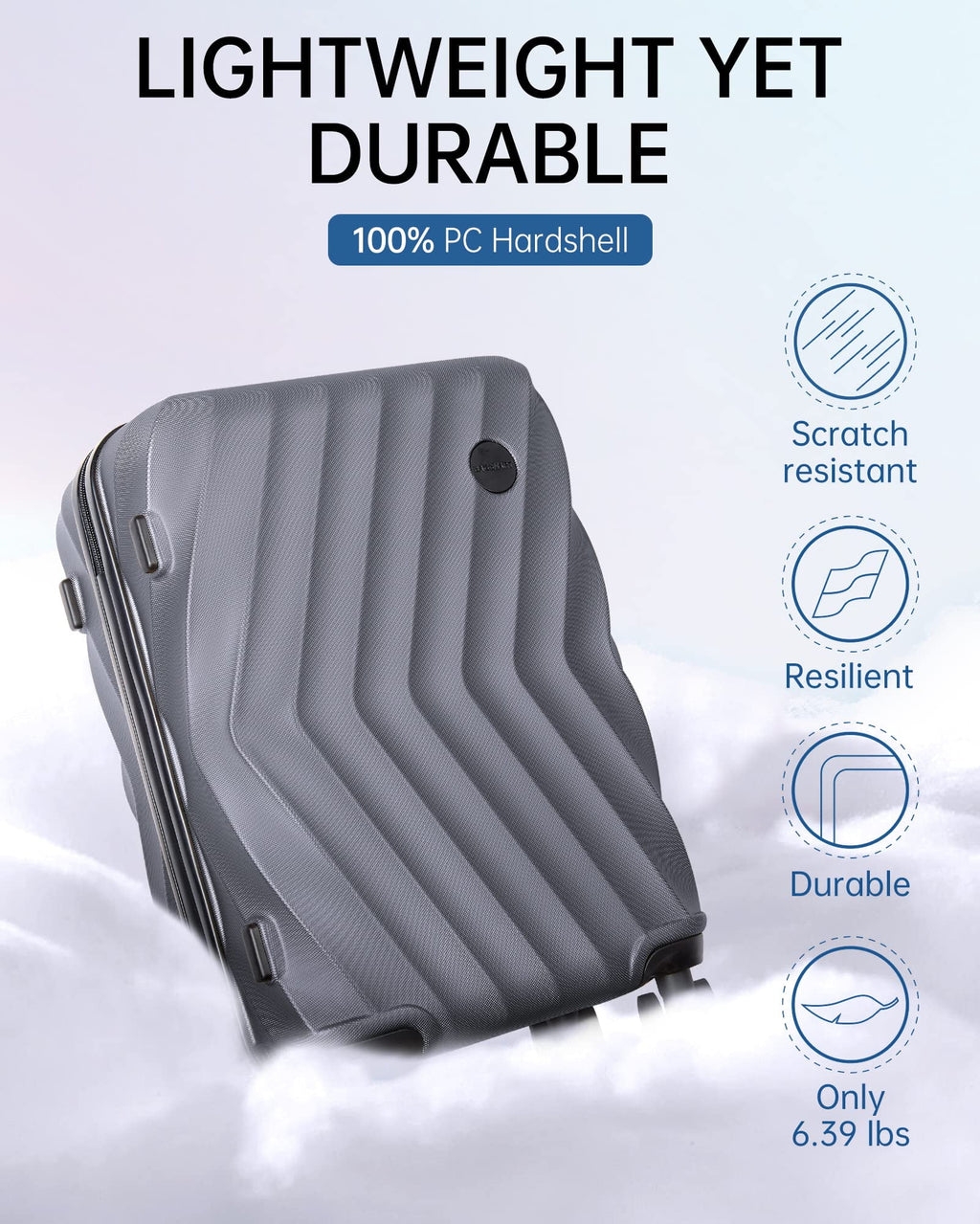 2 Piece Hardside Carry On Luggage Set with Spinner Wheels & TSA Lock P6337