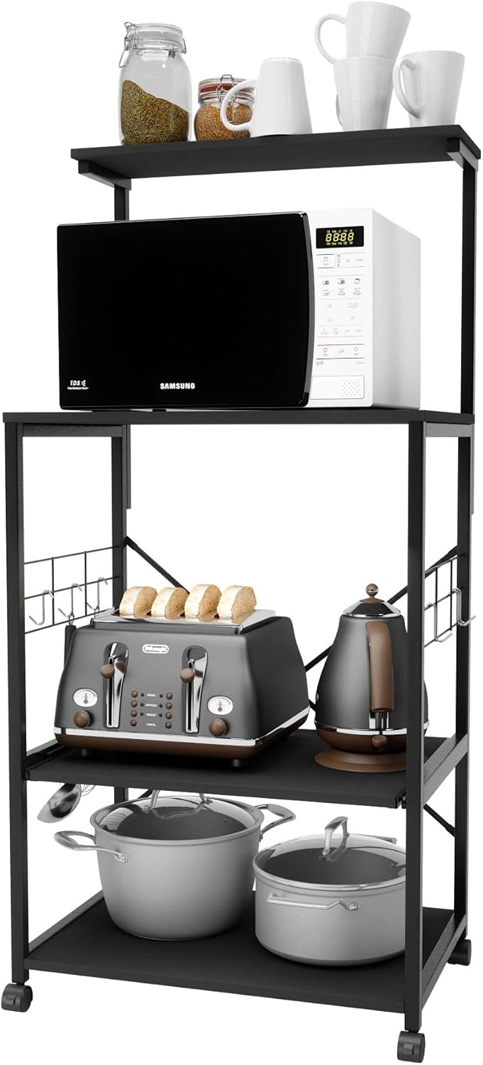 4 Tier Kitchen Baker's Rack with Side Hooks D12930