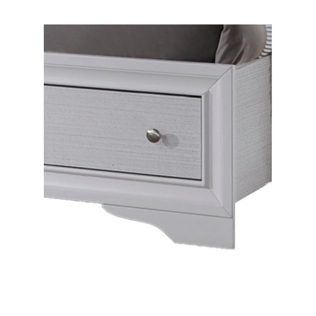 King Size White Wood Storage Bed J2313
