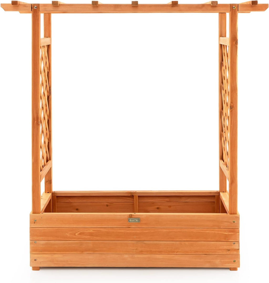 Wood Raised Garden Bed with Trellis R76963