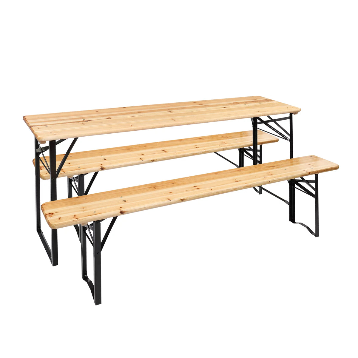 5.8FT Wood Table and Bench Set U33579