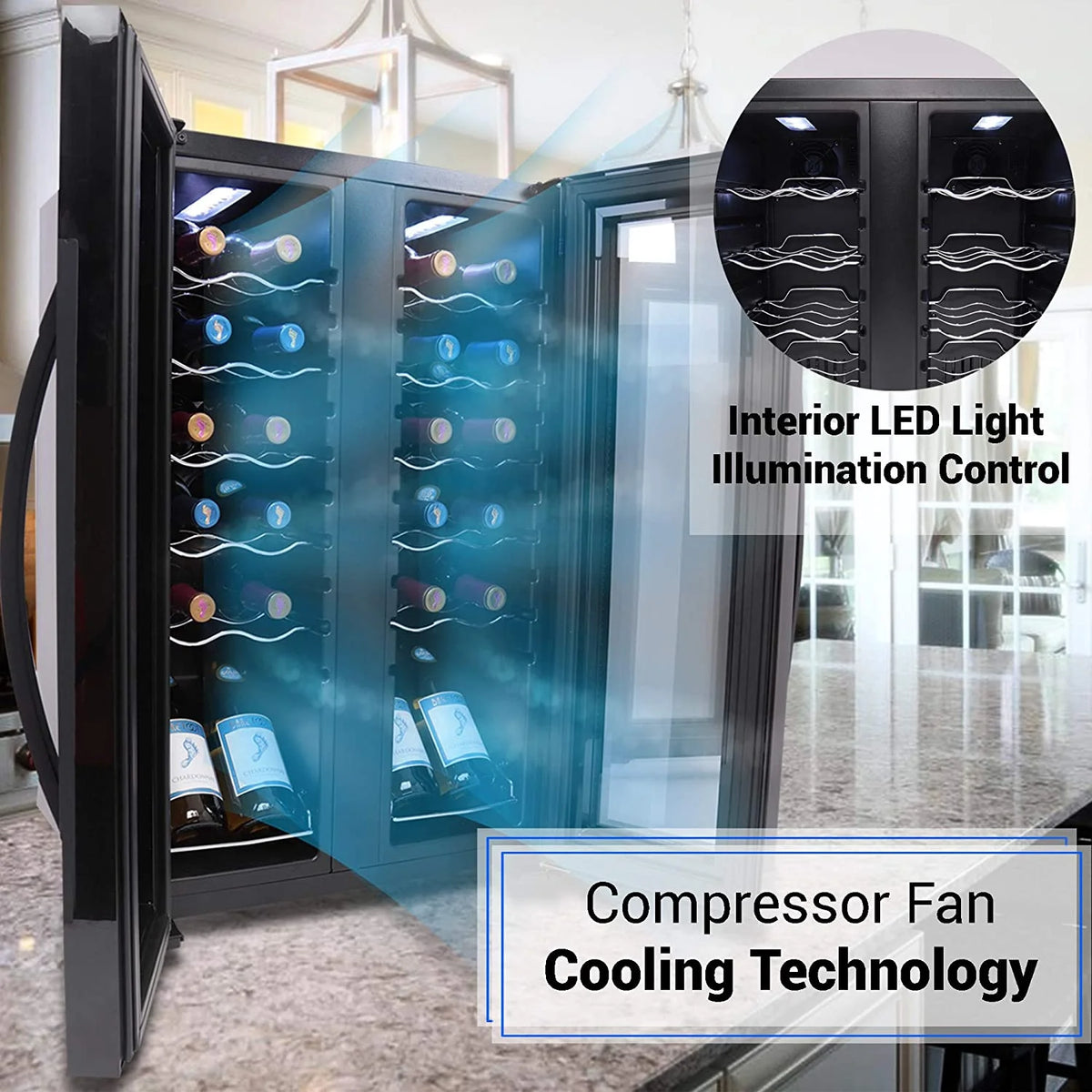 24 Bottle Freestanding Compact Wine Cooler Refrigerator with Digital Control E110