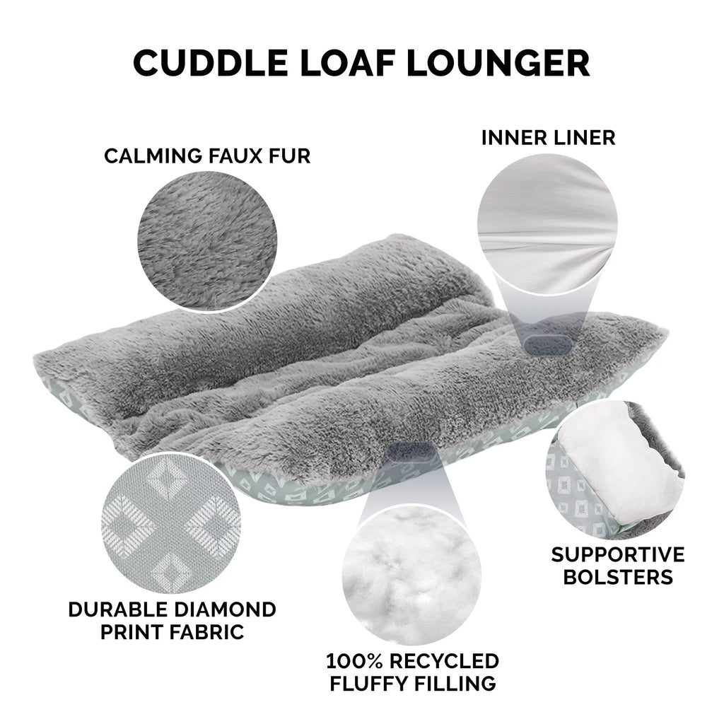 Plush Faux Fur Diamond Print Pet Bed Q984