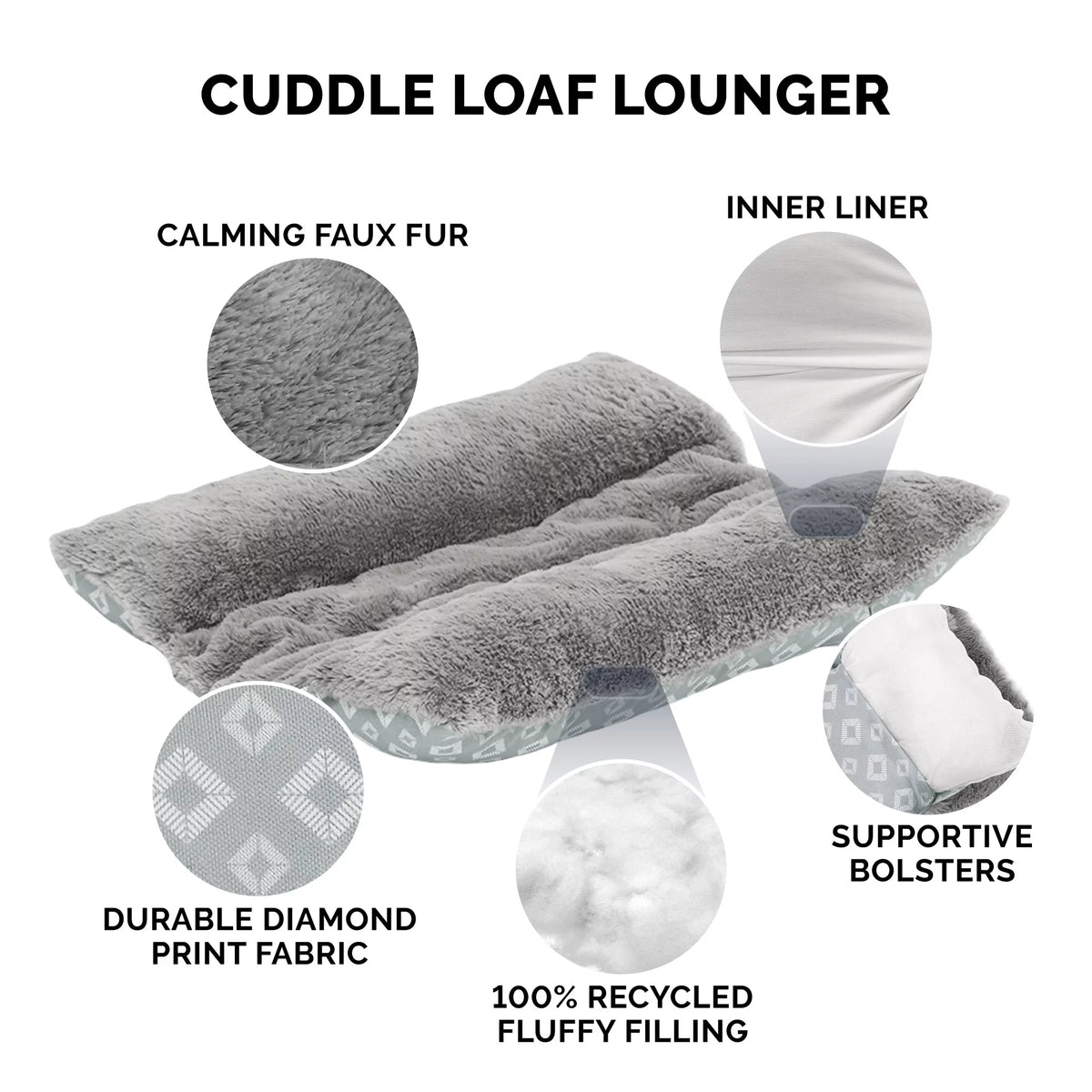 Plush Faux Fur Diamond Print Pet Bed Q984