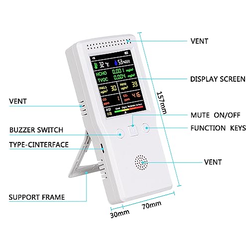 9-in-1 Portable Air Quality Monitor with Large Display and Voice Alert E504746